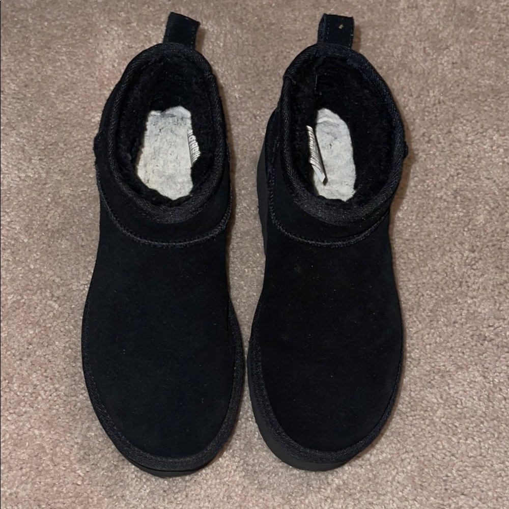 UGG Black Suede Platform Ankle Boots